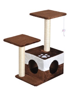 Cat Scratching Toy House Play Tree Bed Brown/White 45x33x70cm - v1638190205/N52060713A_1