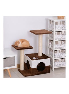 Cat Scratching Toy House Play Tree Bed Brown/White 45x33x70cm - v1638190205/N52060713A_2