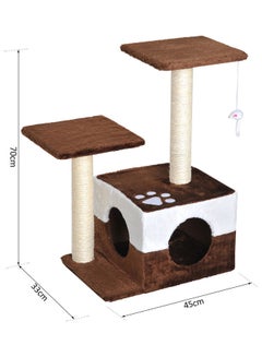 Cat Scratching Toy House Play Tree Bed Brown/White 45x33x70cm - v1638190205/N52060713A_3