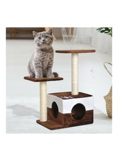 Cat Scratching Toy House Play Tree Bed Brown/White 45x33x70cm - v1638190205/N52060713A_4