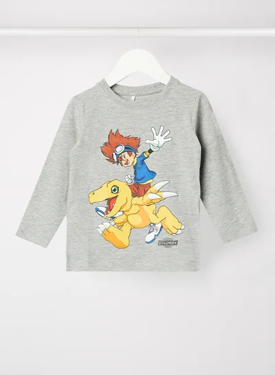 NAME IT Baby/Kids Graphic Print T-Shirt Grey