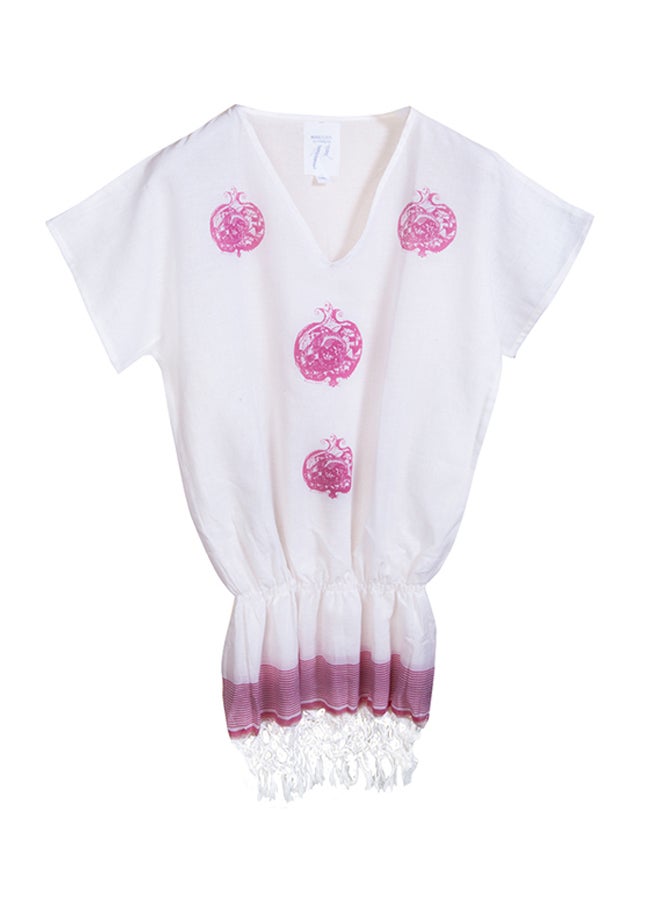 Biggdesign Pomegranate Print Beach Dress White  - Image 1