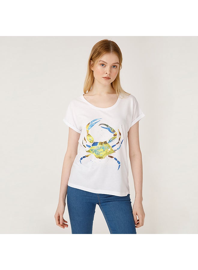 Crab Pattern Special Artist Design Printed T-Shirt White - v1638191707/N18790481V_4