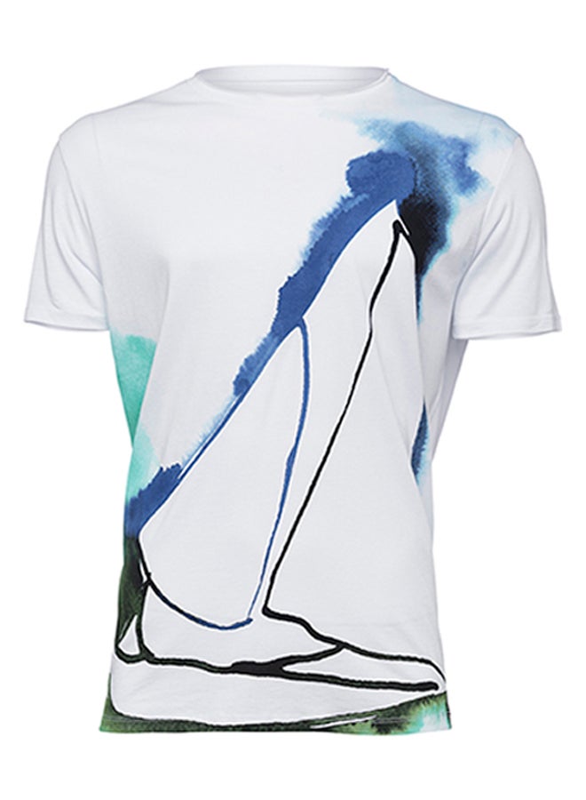 Biggdesign Sailing Boat Printed T-Shirt White  - Image 1