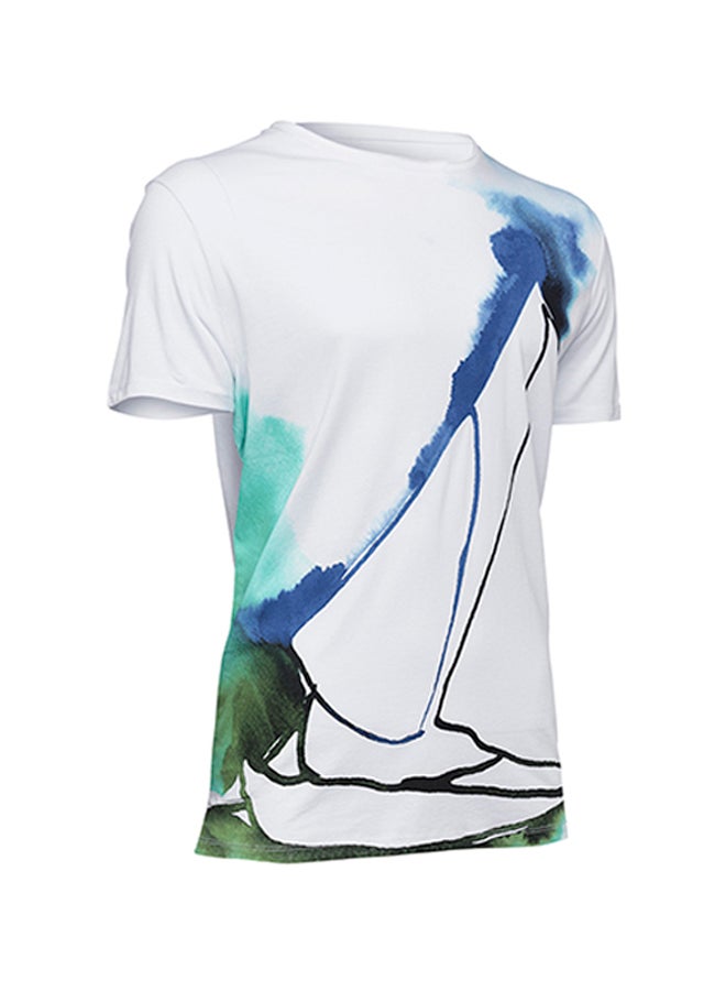 Biggdesign Sailing Boat Printed T-Shirt White  - Image 3