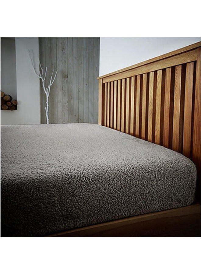 snooze Winter Bed Blanket Fitted Fleece Fur Grey 100x195x30cm  - Image 1
