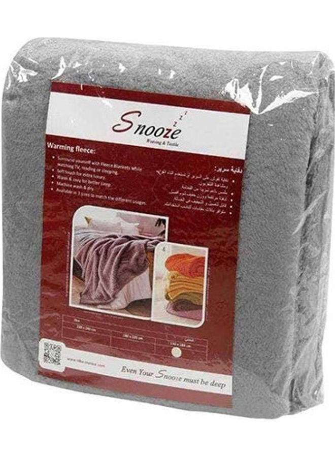 snooze Winter Bed Blanket Fitted Fleece Fur Grey 100x195x30cm  - Image 3