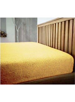 Winter Bed Blanket Fitted Fleece Fur Yellow 200x200x30cm