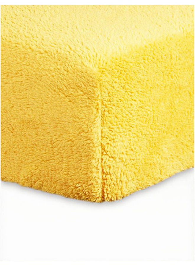 snooze - Winter Bed Blanket Fitted Fleece Fur Yellow 200x200x30cm - Image 1