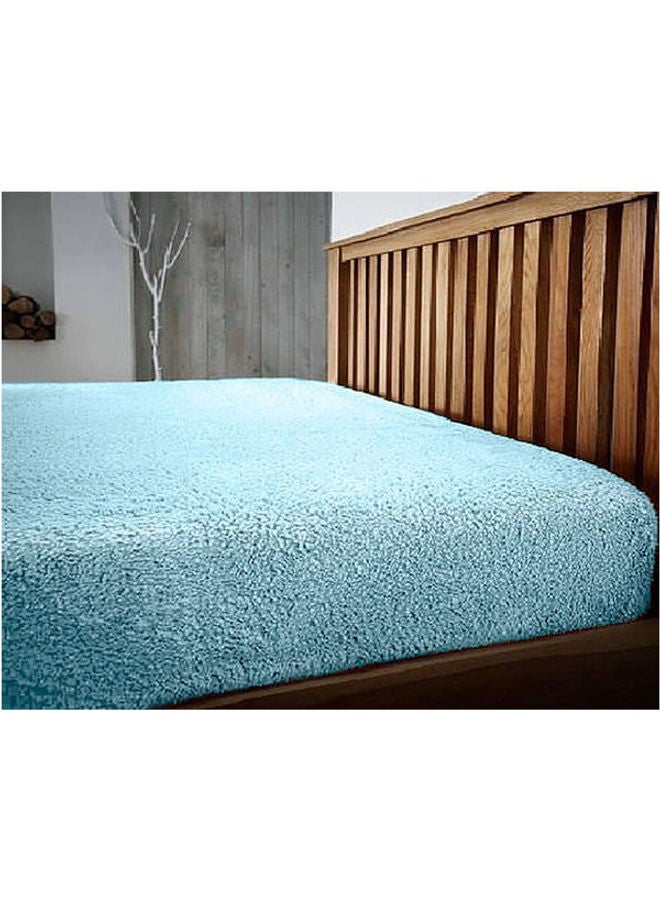 snooze Winter Bed Blanket Fitted Fleece Fur Light Blue 180x200x30cm