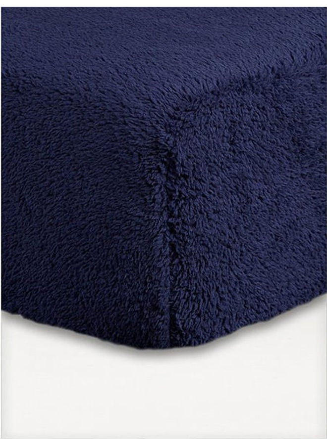 snooze Winter Bed Blanket Fitted Fleece Fur Dark Blue 200x200x30cm - Image 2