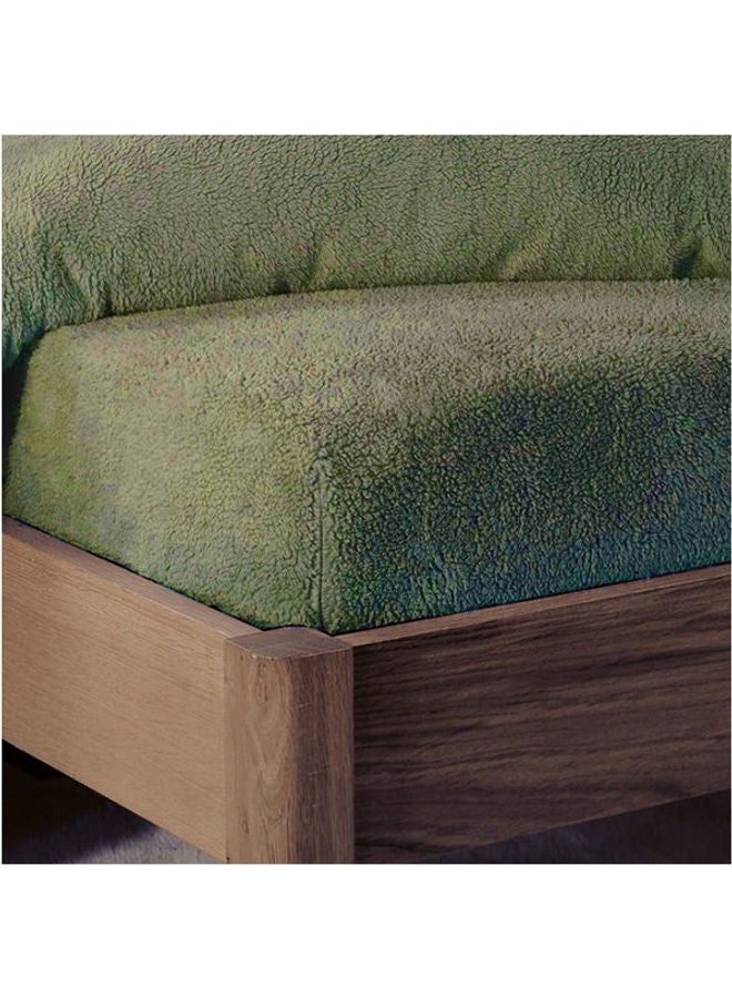 snooze Winter Bed Blanket Fitted Fleece Fur Dark Green 120x195x30cm 