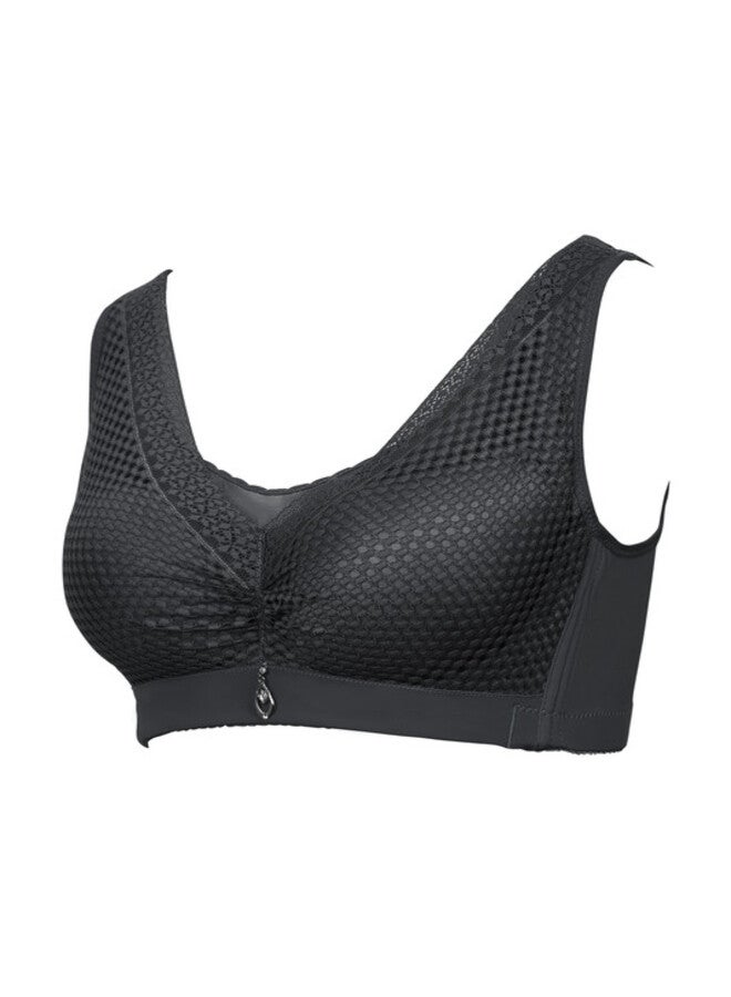 hush-hush mermaid - Full Coverage Bra with Net Detail and Broad Straps Black - Image 1