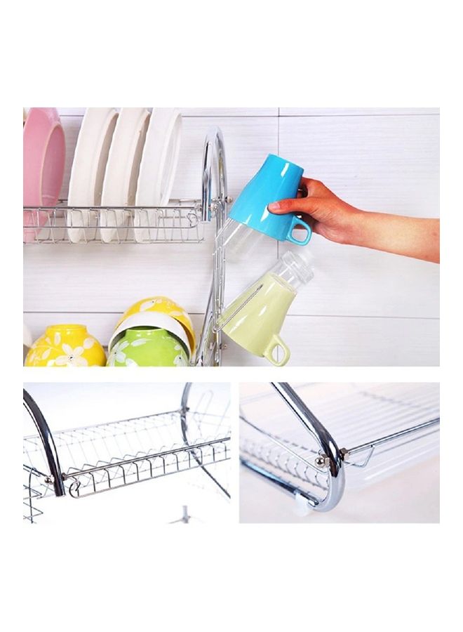 royal mark 2 Layer Dish Drainer Rack Silver 35cm  - Image 4