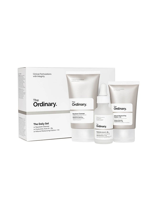 The Ordinary The Daily Set : 
Squalane Cleanser 50ml + Hyaluronic Acid 2% + B5 30ml + Natural Moisturizing Factors+HA 30ml 1 x 50
2 x 30ml  - Image 1