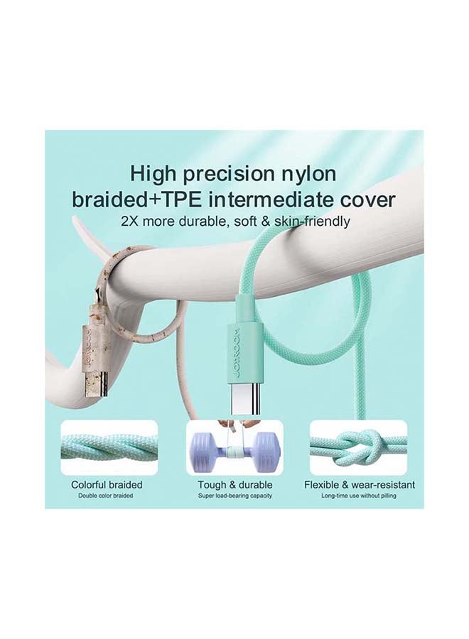 جوي روم كابل شحن سريع مضفر من النايلون الملون بمنفذ Type-C بطول 2 متر أرجواني - Image 2