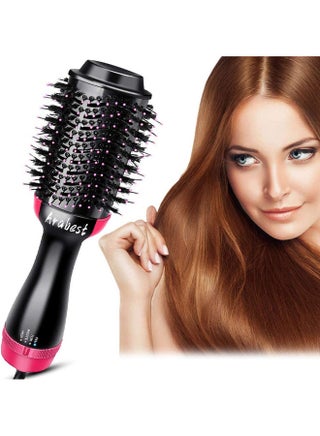 Electric Professional Hot Air Straight Curling Hair Dryer Comb Black/Pink 34x7.5x5.5cm - v1638260697/N52063094A_1