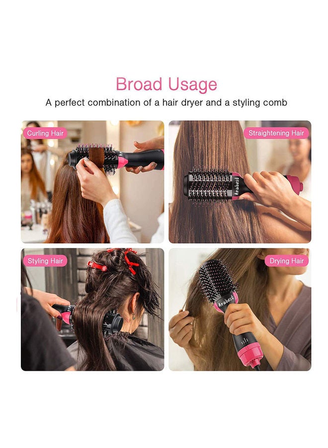 Electric Professional Hot Air Straight Curling Hair Dryer Comb Black/Pink 34x7.5x5.5cm