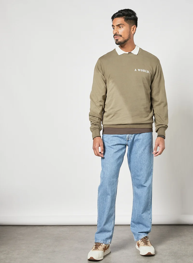 JACK & JONES Long Sleeve Sweatshirt Brown