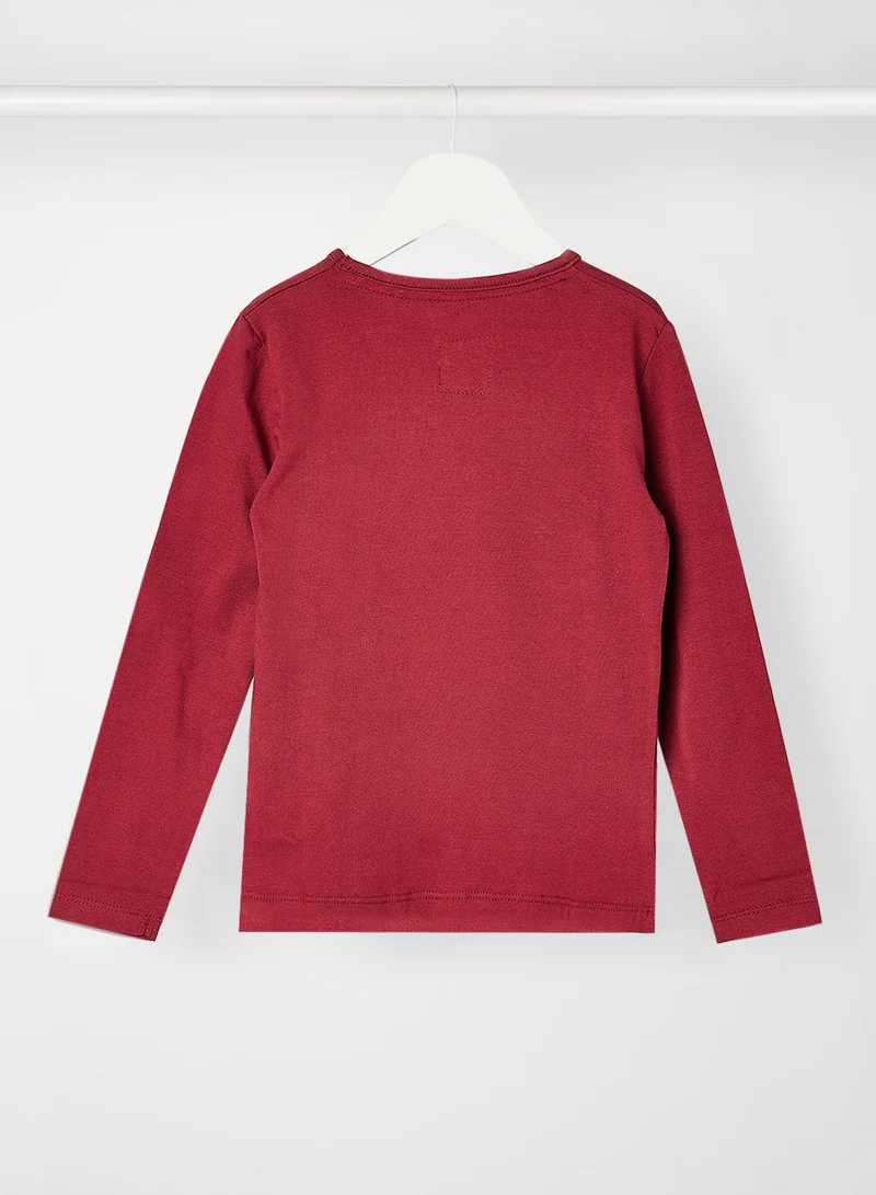 koko noko Kids/Teen Graphic Text T-Shirt Burgundy