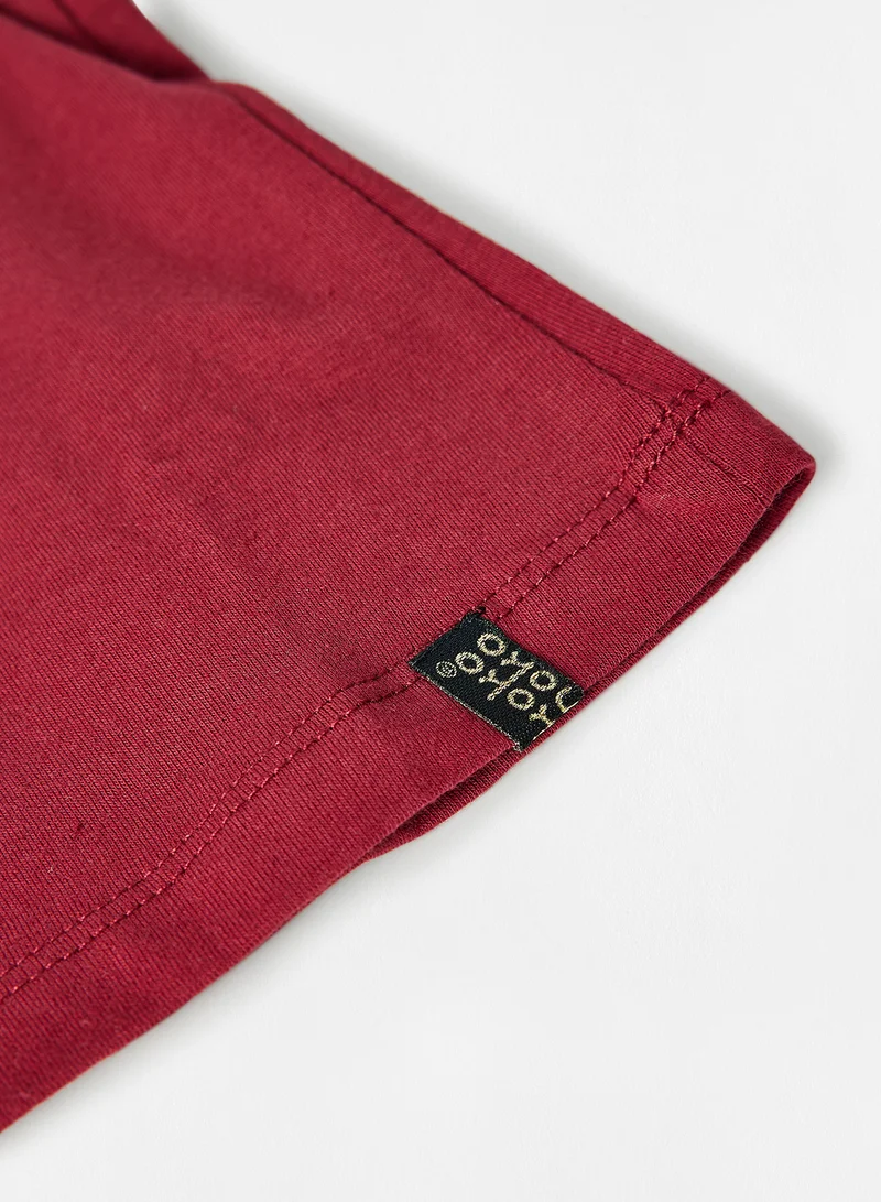 koko noko Kids/Teen Graphic Text T-Shirt Burgundy