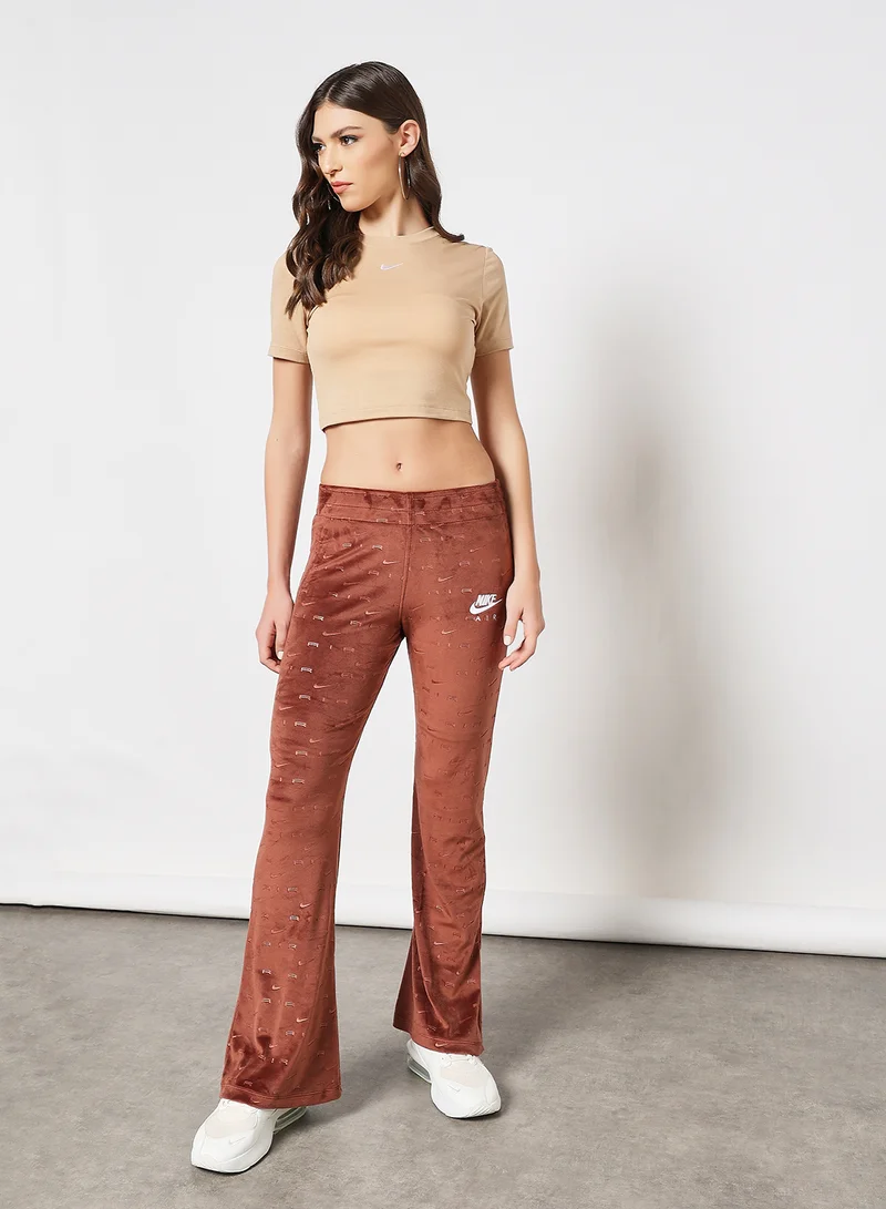 نايكي Air Velour Mid Rise Pants Brown