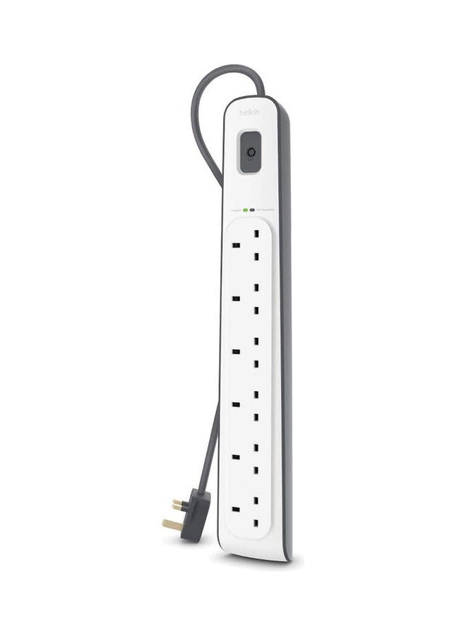 belkin - 6 Outlet Surge Protection Extension Power Strip White 2meter - Image 1
