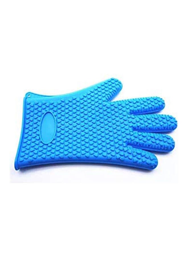 Silicotech Heat Resistant Waterproof Grip Silicone Cooking Gloves Oven Mitts For Bbq Dishwash Blue  - Image 2