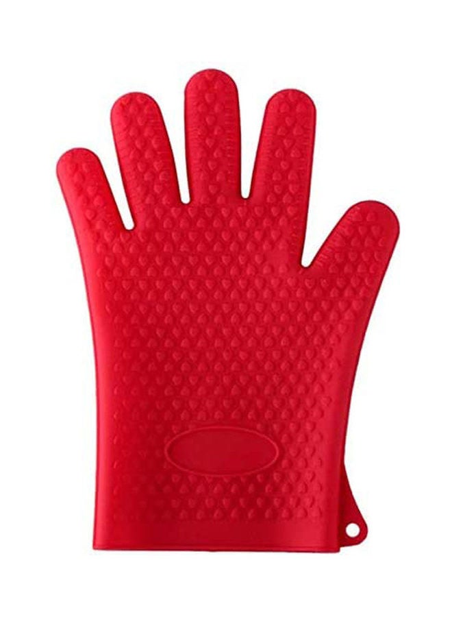 Silicotech Heat Resistant Waterproof Grip Silicone Cooking Gloves Oven Mitts For Bbq Dishwash Red 