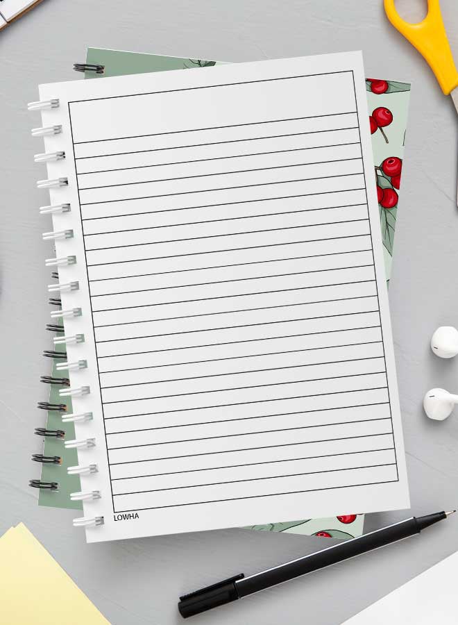LOWHA - 60-Sheets Spiral Notebook Light Green/Red - Image 1