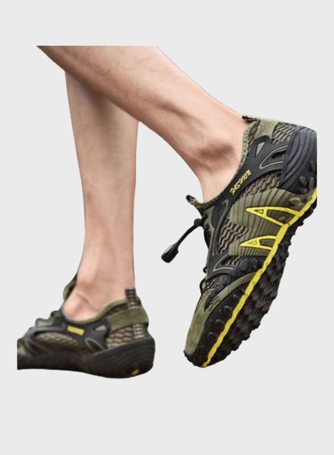 Beauenty Lace-Up Detail Hiking Shoes Green/Black/Yellow  - Image 3