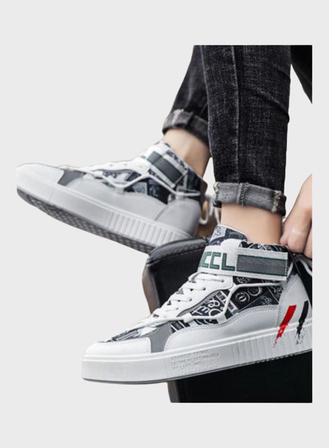 Beauenty Casual Lace-Up High Top Sneakers White/Black/Grey  - Image 3