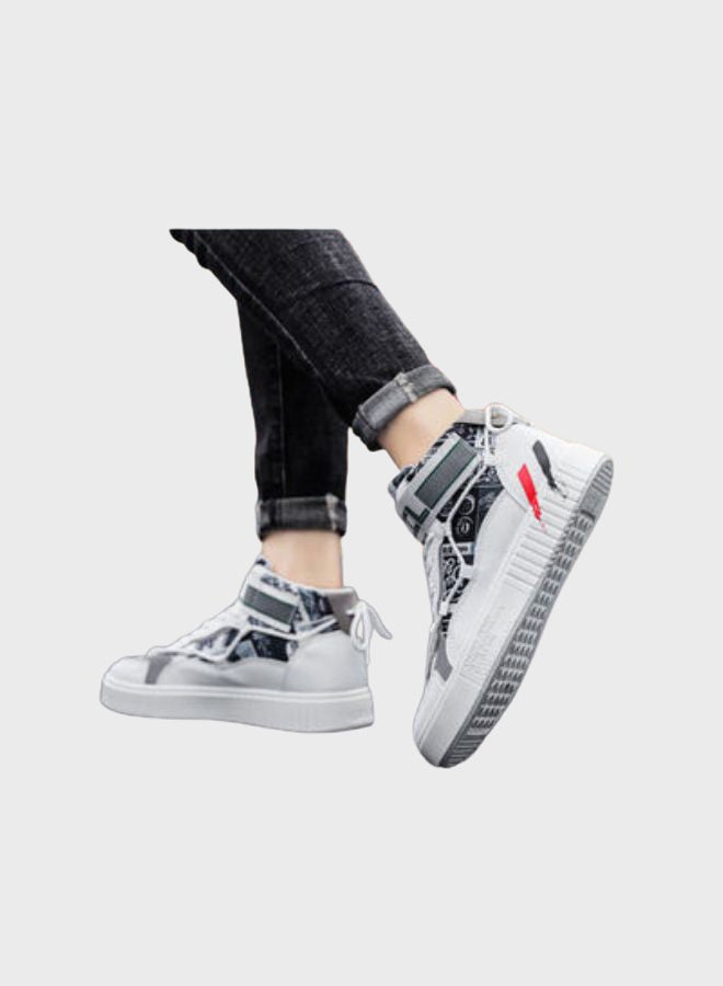 Beauenty Casual Lace-Up High Top Sneakers White/Black/Grey  - Image 5