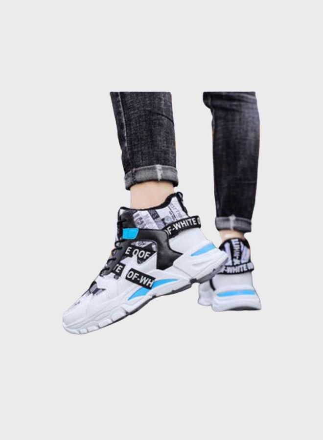 Beauenty Casual Lace-Up High Top Sneakers White/Black/Blue  - Image 3