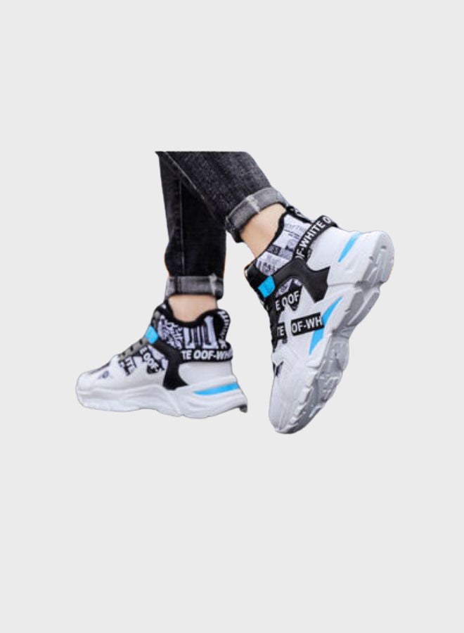Beauenty Casual Lace-Up High Top Sneakers White/Black/Blue  - Image 4