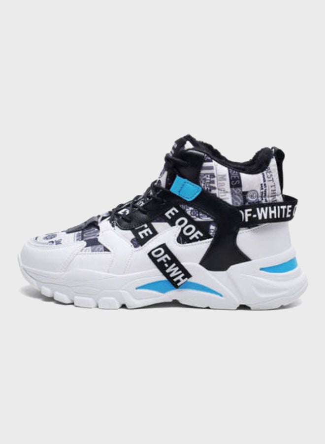 Beauenty Casual Lace-Up High Top Sneakers White/Black/Blue  - Image 1