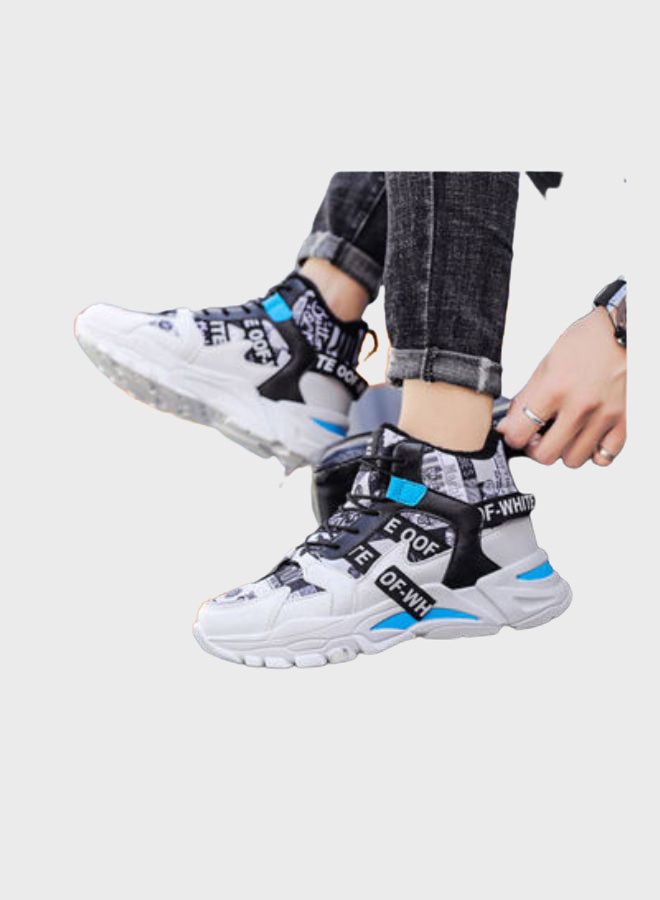 Beauenty Casual Lace-Up High Top Sneakers White/Black/Blue  - Image 5