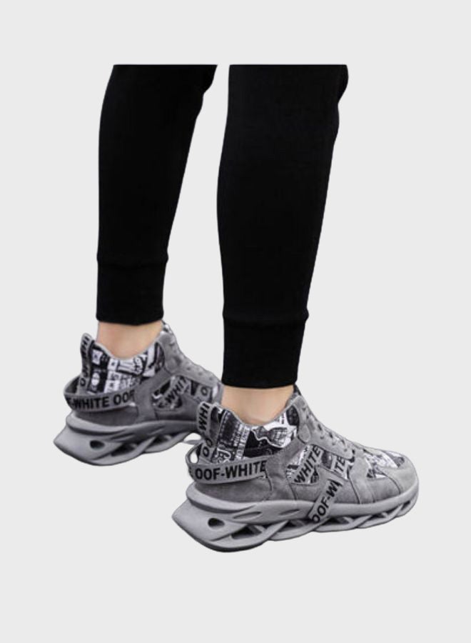 Beauenty Casual Lace-Up Low Top Sneakers Grey/Black  - Image 4
