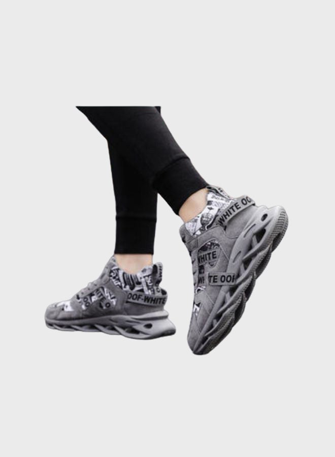 Beauenty Casual Lace-Up Low Top Sneakers Grey/Black  - Image 5