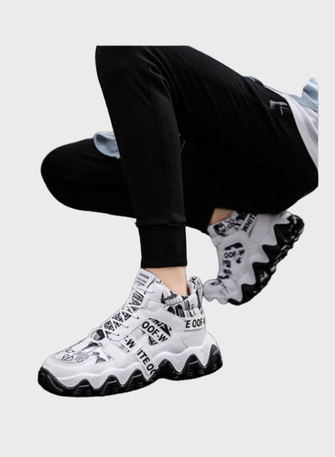 Beauenty Autumn New Ins High Top Sneakers White/Black  - Image 2