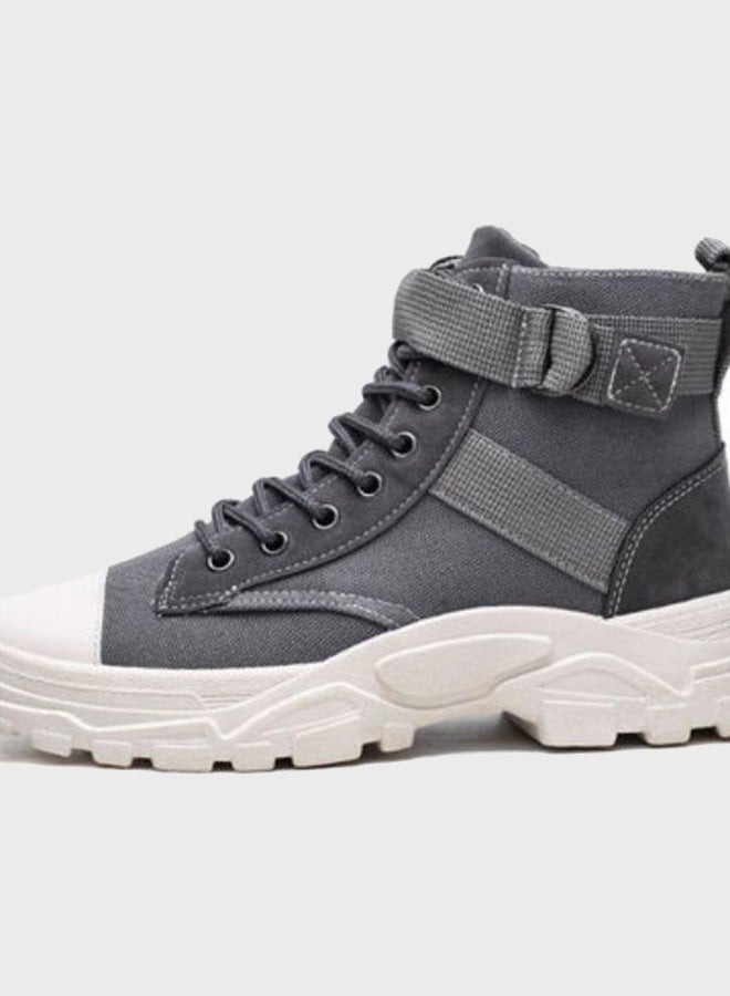 Beauenty Casual Lace-Up High Top Sneakers Grey  - Image 2