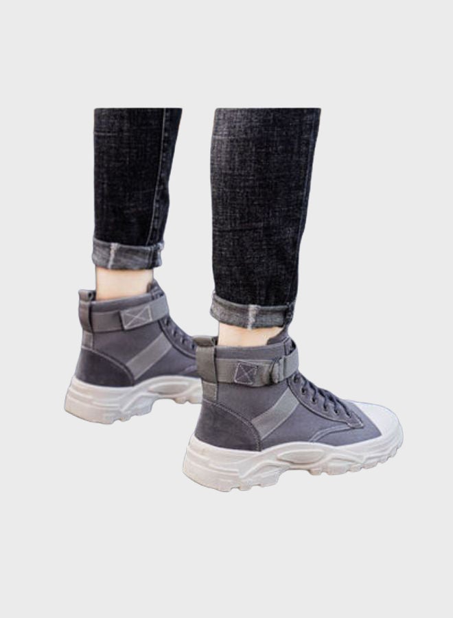 Beauenty Casual Lace-Up High Top Sneakers Grey  - Image 5