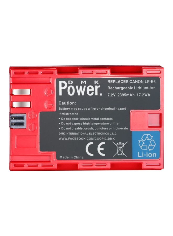دي أم كيه باور بطاريات بديلة LP-E6 LP-E6N من قطعتين متوافقة مع كاميرات كانون 2395.0 mAh أحمر - Image 5