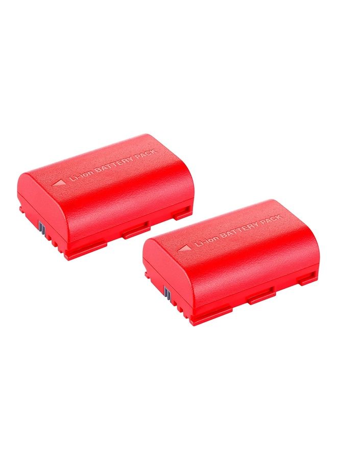 دي أم كيه باور بطاريات بديلة LP-E6 LP-E6N من قطعتين متوافقة مع كاميرات كانون 2395.0 mAh أحمر - Image 2