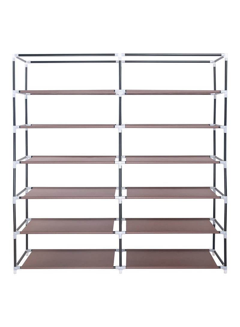 Freestanding Multipurpose Fabric Wardrobe Organiser With 12-Tier Storage Rack Brown/White Stripe 120 x 118 x 30cm - v1638269128/N47077652A_5