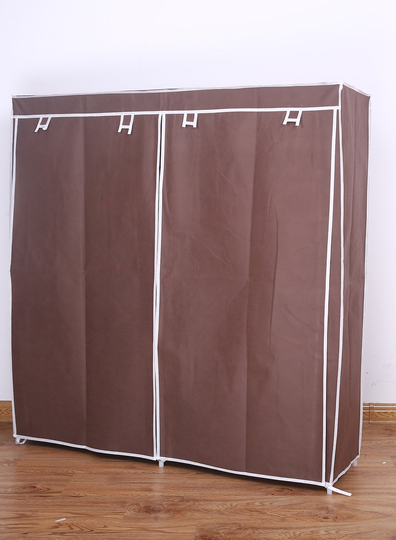 Freestanding Multipurpose Fabric Wardrobe Organiser With 12-Tier Storage Rack Brown/White Stripe 120 x 118 x 30cm - v1638269129/N47077652A_4