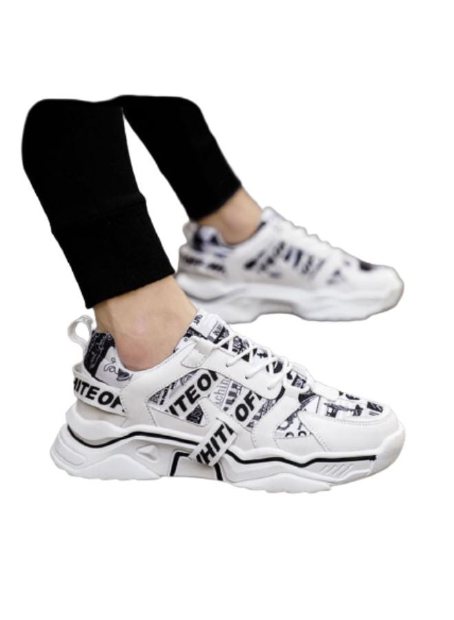 بيوينتي حذاء رياضي برباط ورقبة منخفضة أبيض/ أسود - Image 5