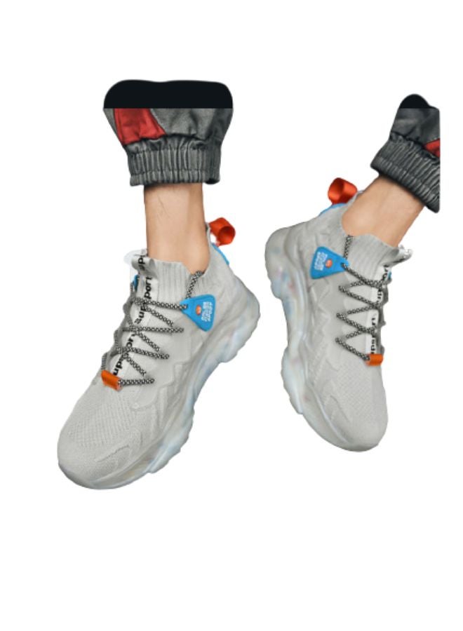 بيوينتي حذاء رياضي برباط ورقبة منخفضة أبيض/ أزرق/ برتقالي - Image 3