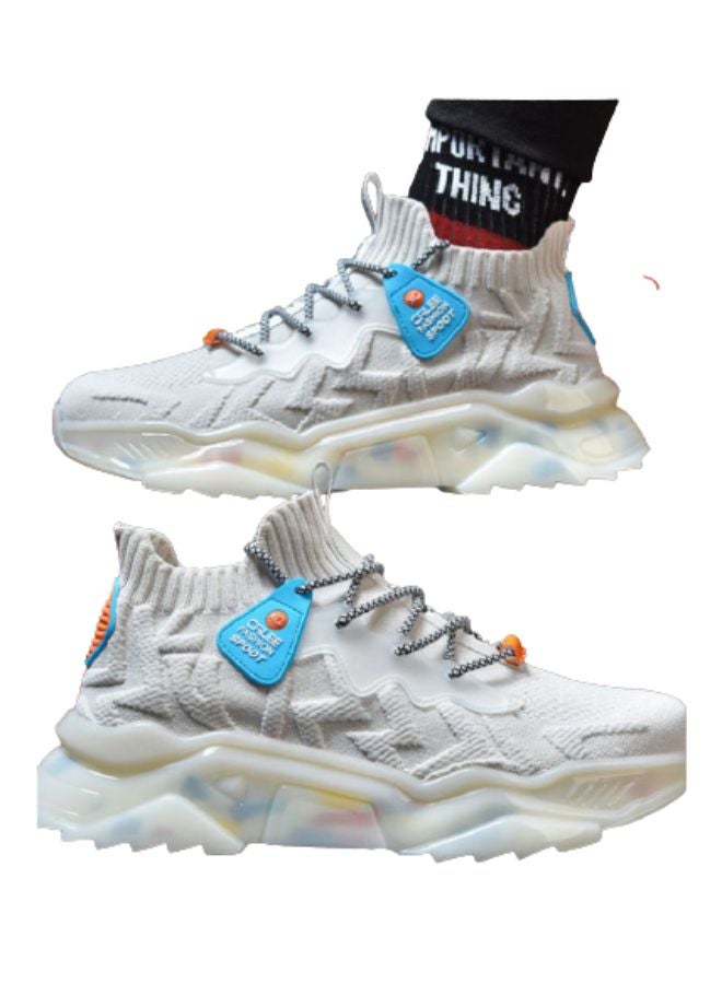 بيوينتي حذاء رياضي برباط ورقبة منخفضة أبيض/ أزرق/ برتقالي - Image 4