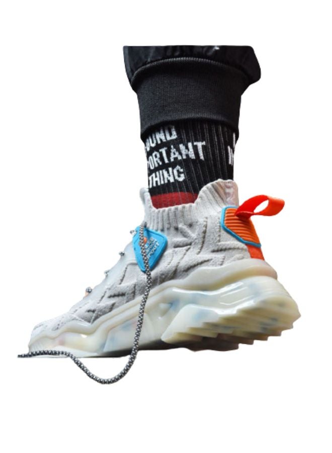 بيوينتي حذاء رياضي برباط ورقبة منخفضة أبيض/ أزرق/ برتقالي - Image 5